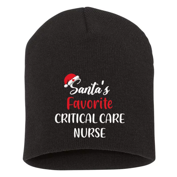 Santas Favorite Critical Care Nurse Christmas Funny Short Acrylic Beanie