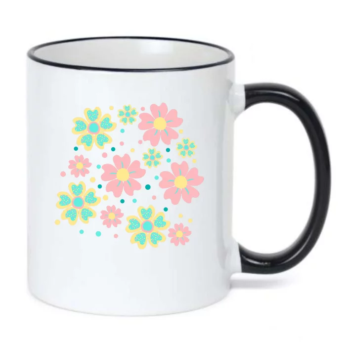 Spring Flower Cute Gift Black Color Changing Mug