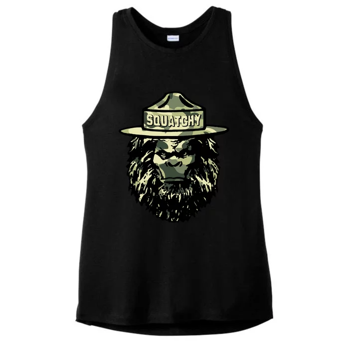 Squatchy Funny Camping Vintage Smokey The Bigfoot Bear Keep Ladies Tri-Blend Wicking Tank