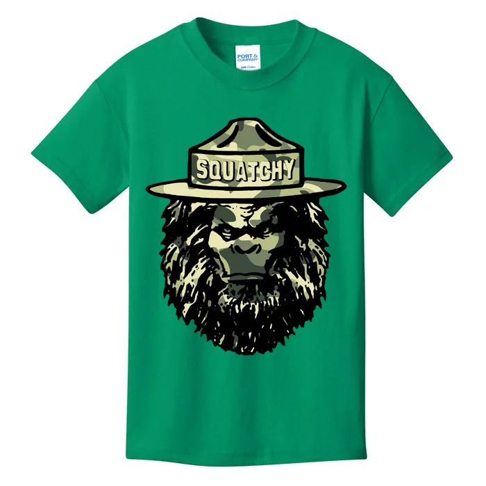 Squatchy Funny Camping Vintage Smokey The Bigfoot Bear Keep Kids T-Shirt