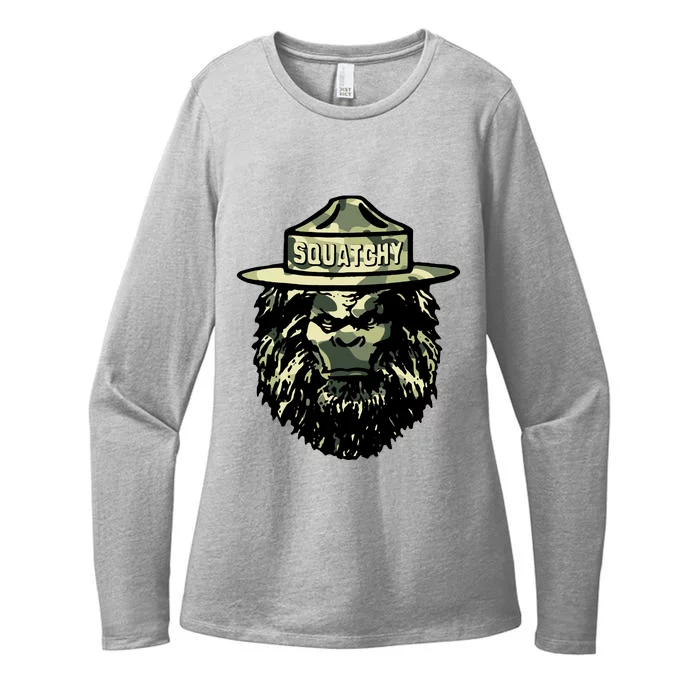 Squatchy Funny Camping Vintage Smokey The Bigfoot Bear Keep Womens CVC Long Sleeve Shirt