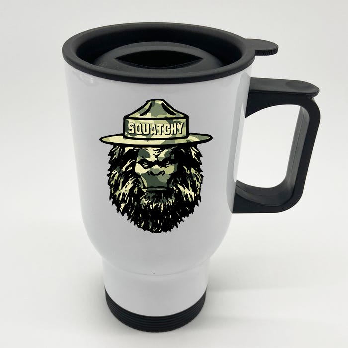 Squatchy Funny Camping Vintage Smokey The Bigfoot Bear Keep Front & Back Stainless Steel Travel Mug