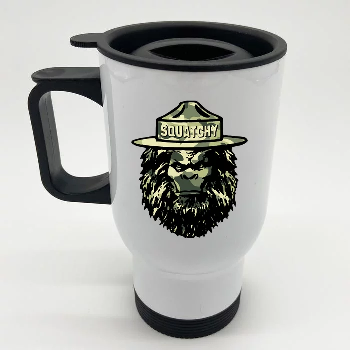 Squatchy Funny Camping Vintage Smokey The Bigfoot Bear Keep Front & Back Stainless Steel Travel Mug