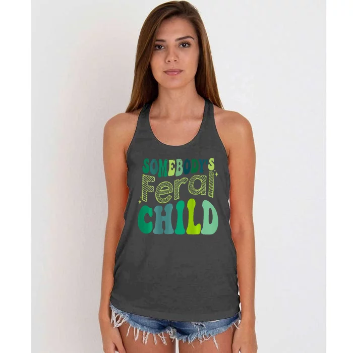 Somebody's Feral Child (on back) Women's Knotted Racerback Tank