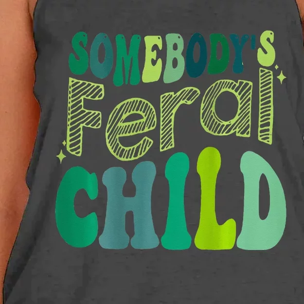 Somebody's Feral Child (on back) Women's Knotted Racerback Tank