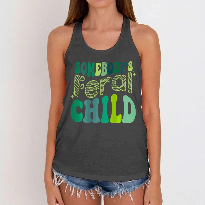 Somebody's Feral Child (on back) Women's Knotted Racerback Tank