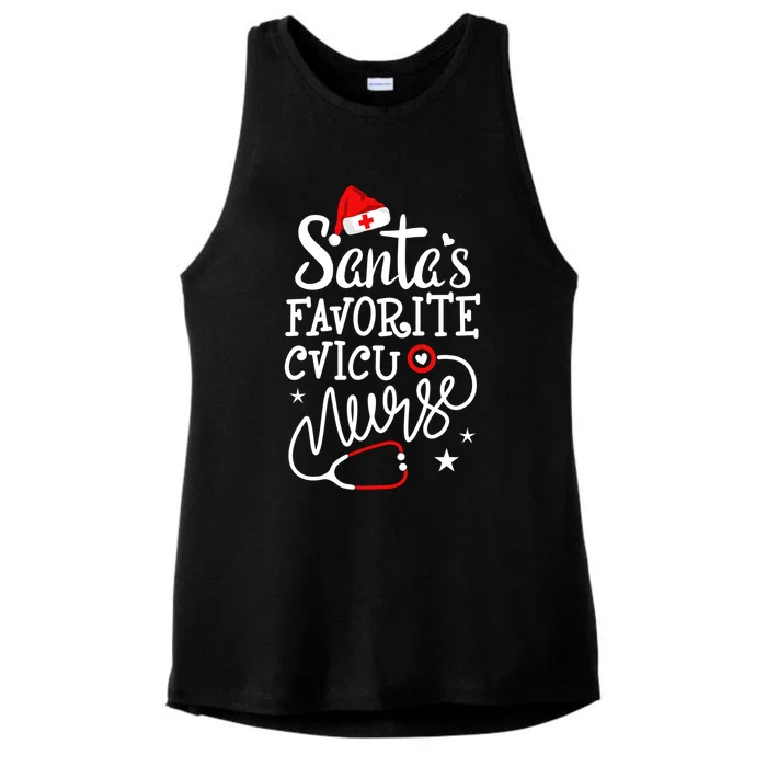 Santa's Favorite Cvicu Nurse Rn Merry Christmas Nurse Crew Gift Ladies Tri-Blend Wicking Tank