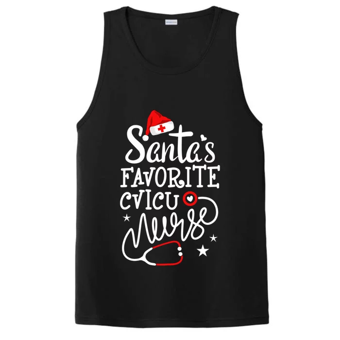 Santa's Favorite Cvicu Nurse Rn Merry Christmas Nurse Crew Gift Performance Tank