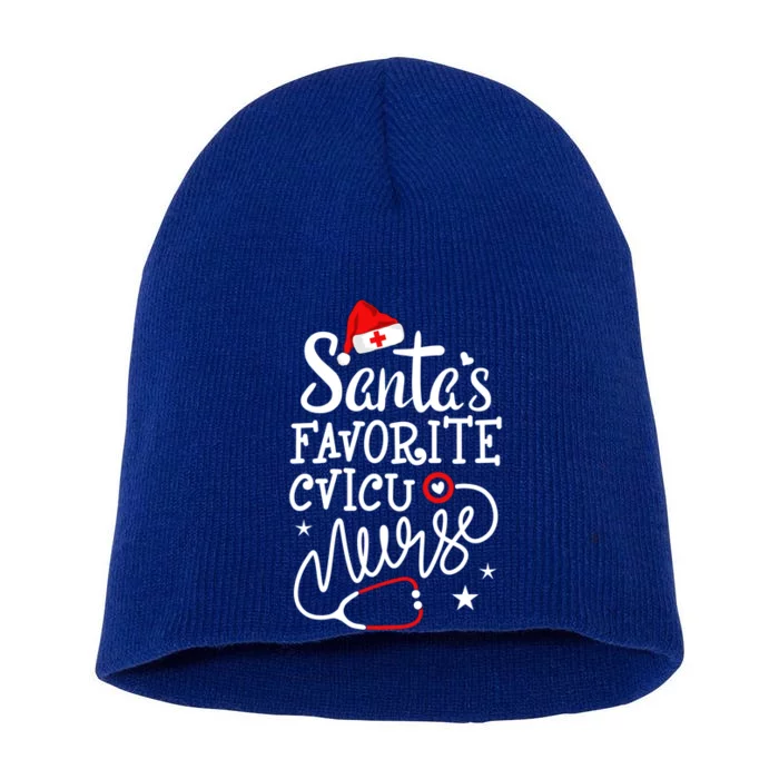 Santa's Favorite Cvicu Nurse Rn Merry Christmas Nurse Crew Gift Short Acrylic Beanie