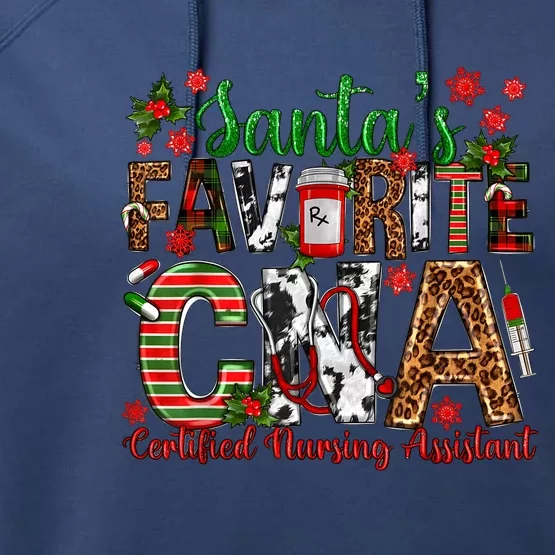 SantaS Favorite Cna Certified Nursing Assistant Christmas Performance Fleece Hoodie