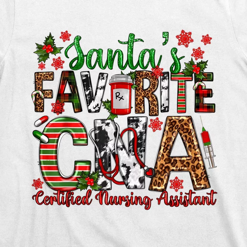 SantaS Favorite Cna Certified Nursing Assistant Christmas T-Shirt