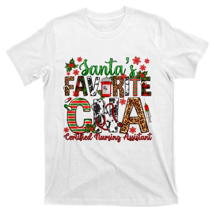 SantaS Favorite Cna Certified Nursing Assistant Christmas T-Shirt