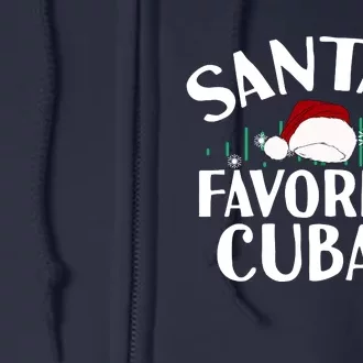 SantaS Favorite Cuban Christmas Santa Hat Pajama Full Zip Hoodie