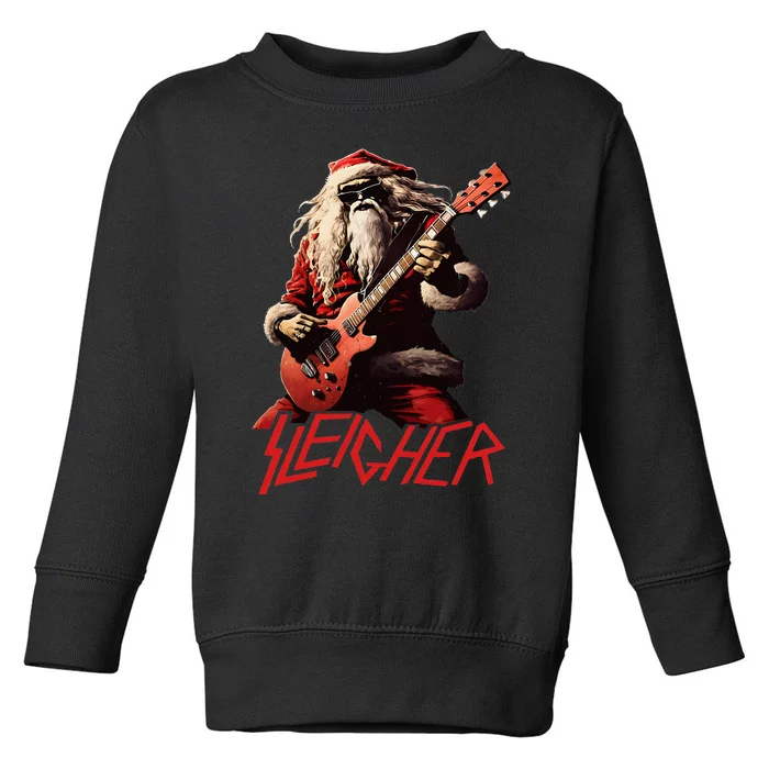 Sleigher Funny Christmas Heavy Metal Music Toddler Sweatshirt