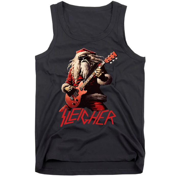 Sleigher Funny Christmas Heavy Metal Music Tank Top