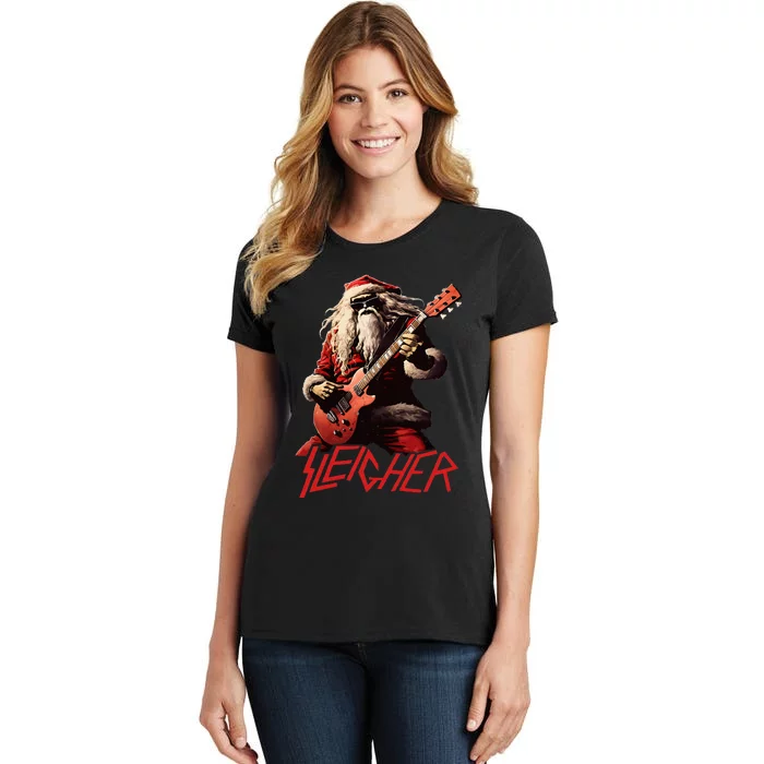 Sleigher Funny Christmas Heavy Metal Music Women's T-Shirt