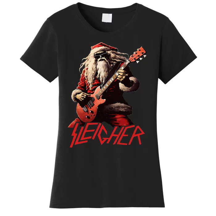 Sleigher Funny Christmas Heavy Metal Music Women's T-Shirt