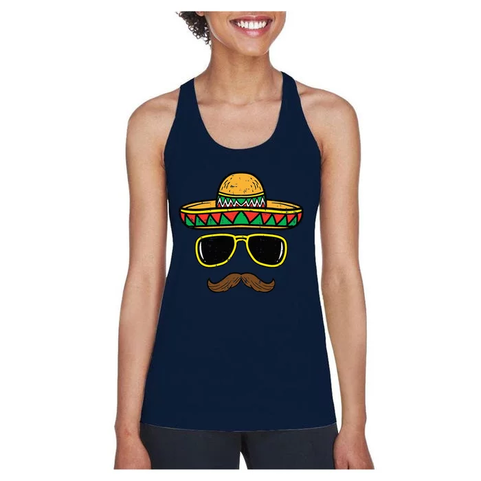 Sombrero Face Cinco De Mayo Mexican Fiesta Party Women's Racerback Tank