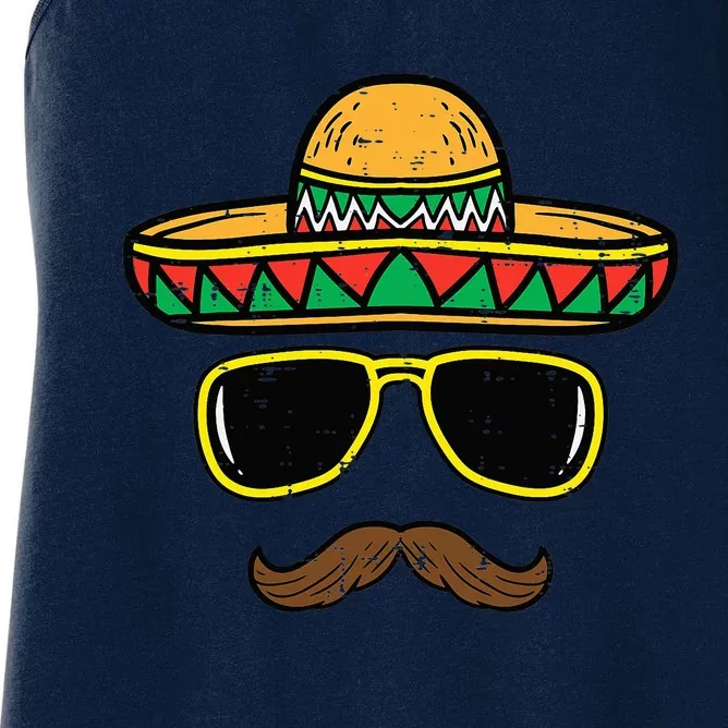 Sombrero Face Cinco De Mayo Mexican Fiesta Party Women's Racerback Tank