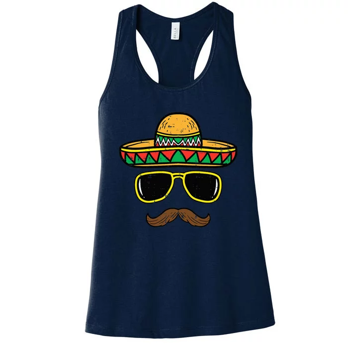 Sombrero Face Cinco De Mayo Mexican Fiesta Party Women's Racerback Tank