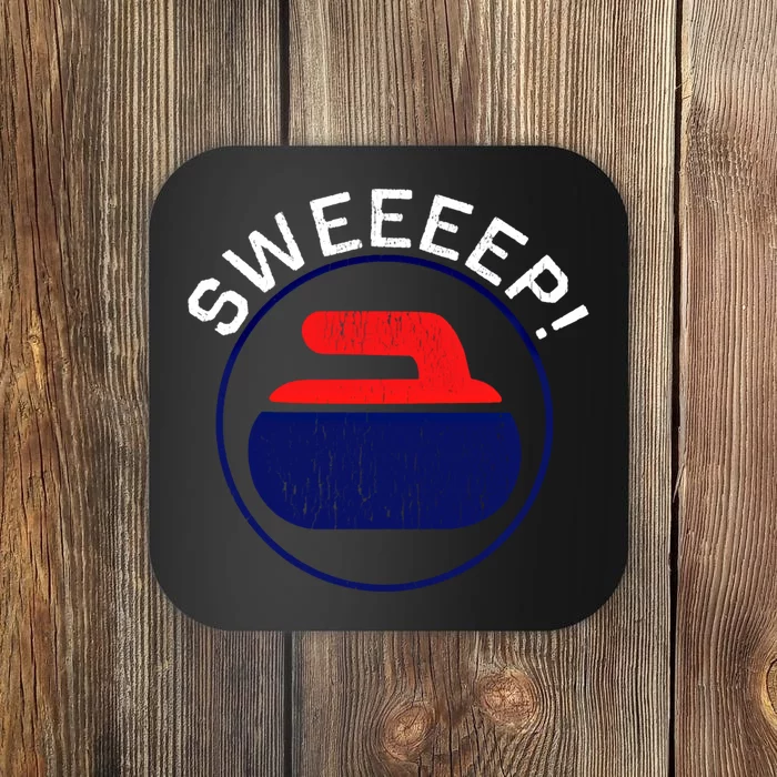 Sweep! Funny Curling Rock Stone Sweep Broom Gift Coaster