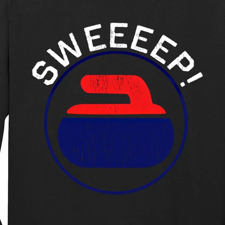 Sweep! Funny Curling Rock Stone Sweep Broom Gift Tall Long Sleeve T-Shirt