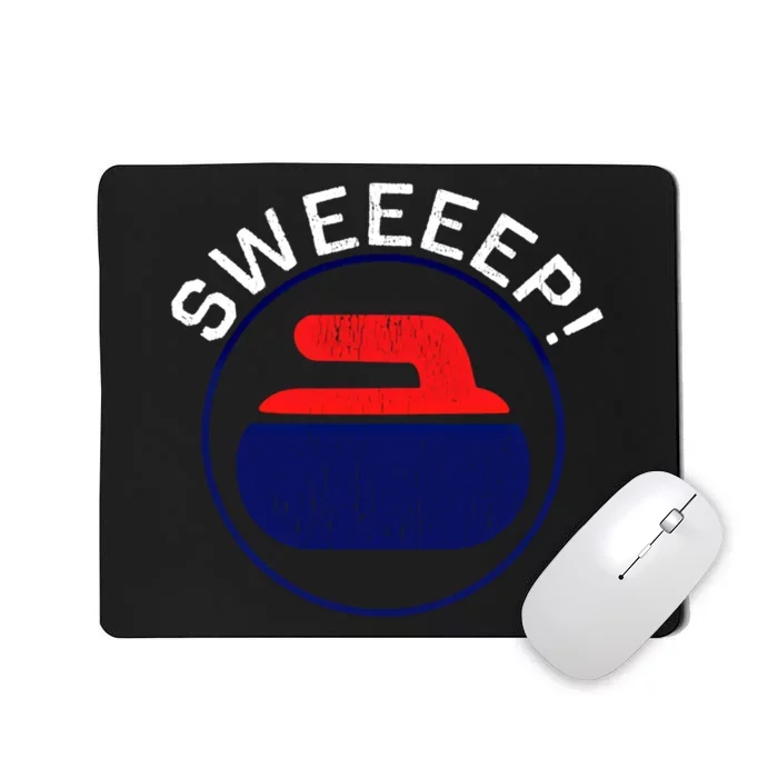 Sweep! Funny Curling Rock Stone Sweep Broom Gift Mousepad