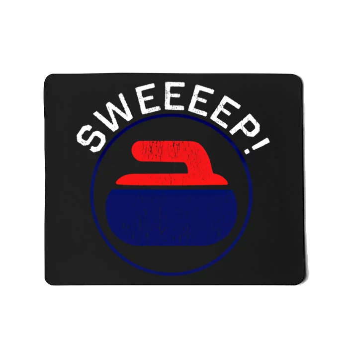 Sweep! Funny Curling Rock Stone Sweep Broom Gift Mousepad