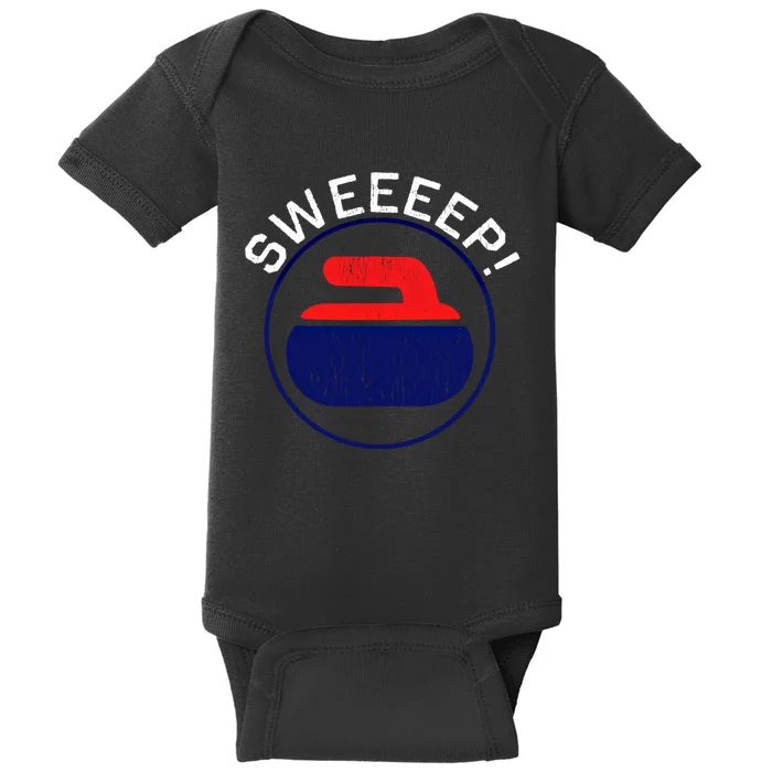 Sweep! Funny Curling Rock Stone Sweep Broom Gift Baby Bodysuit