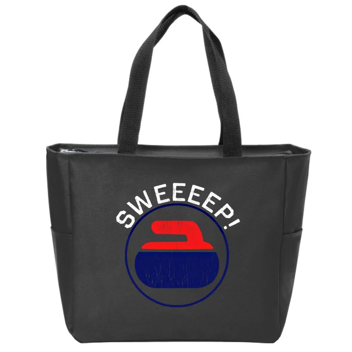 Sweep! Funny Curling Rock Stone Sweep Broom Gift Zip Tote Bag