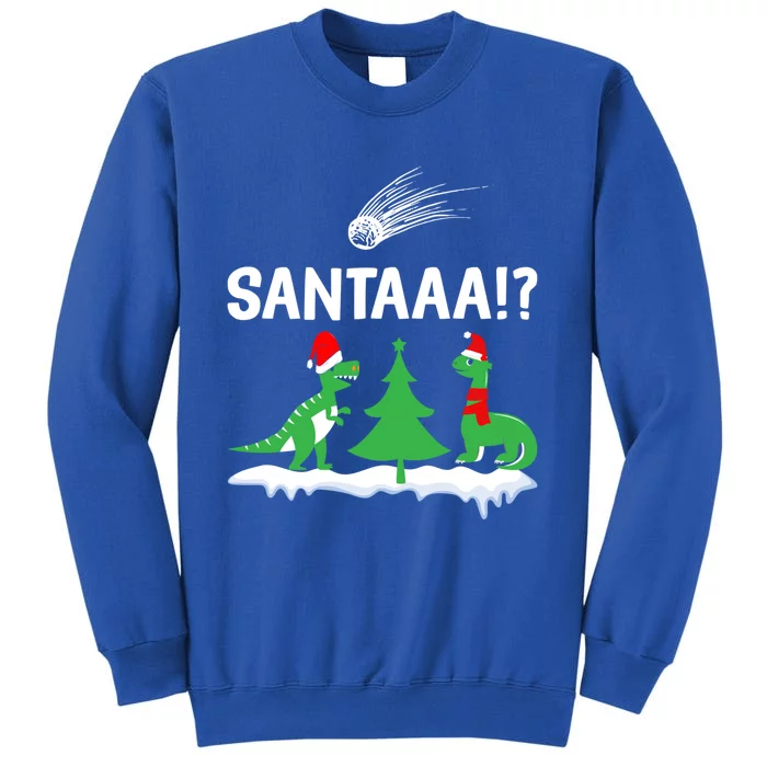 Santaa Funny Christmas Dinosaurs Meteor Xmas Humor Lover Funny Gift Tall Sweatshirt