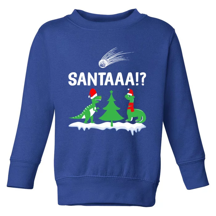 Santaa Funny Christmas Dinosaurs Meteor Xmas Humor Lover Funny Gift Toddler Sweatshirt