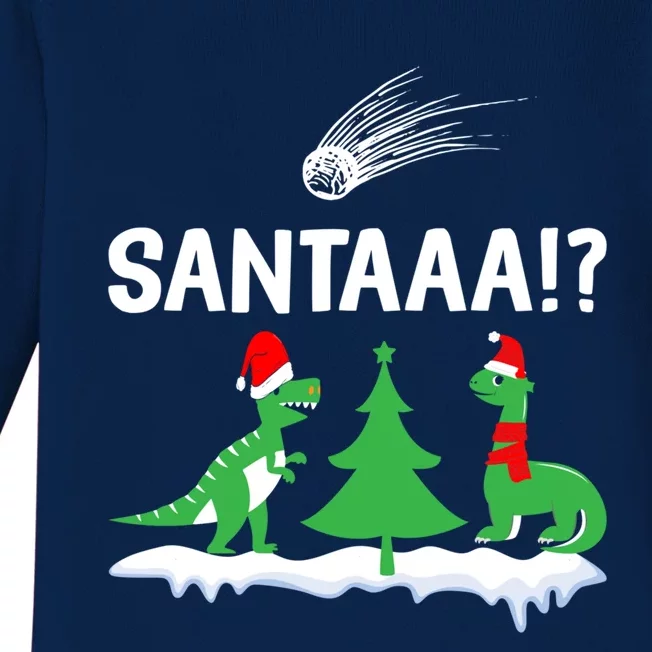 Santaa Funny Christmas Dinosaurs Meteor Xmas Humor Lover Funny Gift Baby Long Sleeve Bodysuit