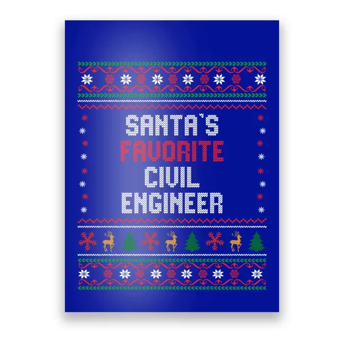 Santas Favorite Civil Engineer Gift Funny Chritsmas Pajama Cute Gift Poster