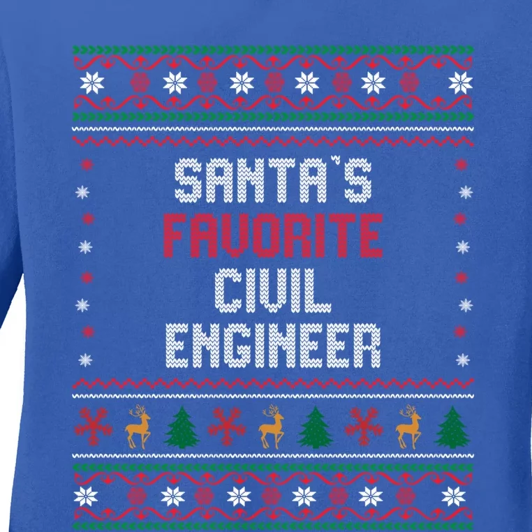 Santas Favorite Civil Engineer Gift Funny Chritsmas Pajama Cute Gift Ladies Long Sleeve Shirt