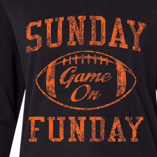 Sunday Funday Cleveland Football Retro Womens Cotton Relaxed Long Sleeve T-Shirt