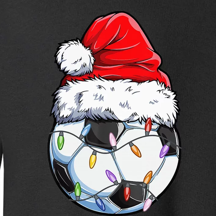 Soccer Football Christmas Santa Hat Funny Soccer Xmas Toddler Sweatshirt