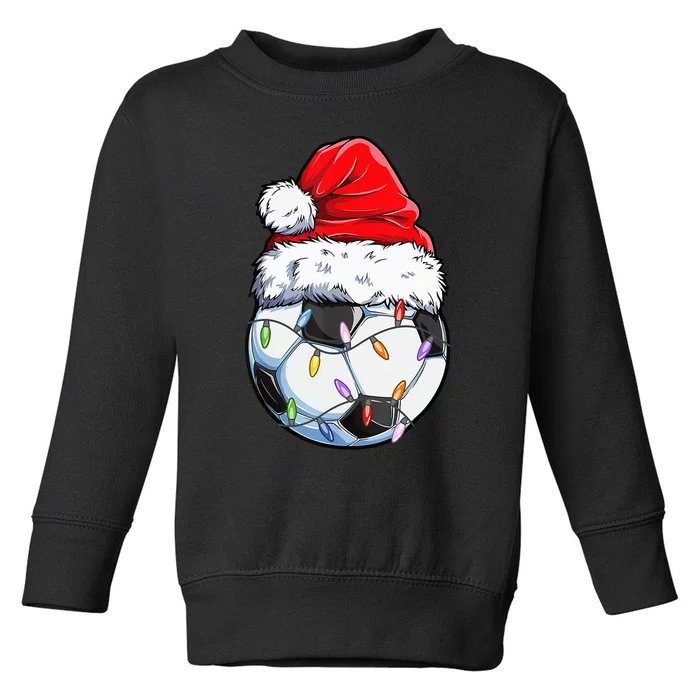 Soccer Football Christmas Santa Hat Funny Soccer Xmas Toddler Sweatshirt