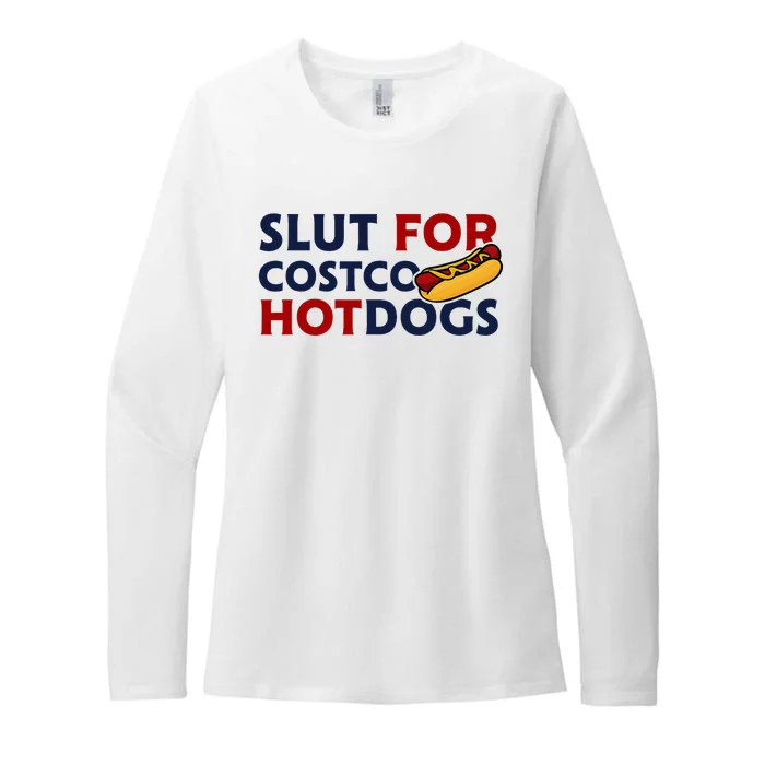 Sl!T For Costco Hotdogs Funny Lover Apparel Womens CVC Long Sleeve Shirt