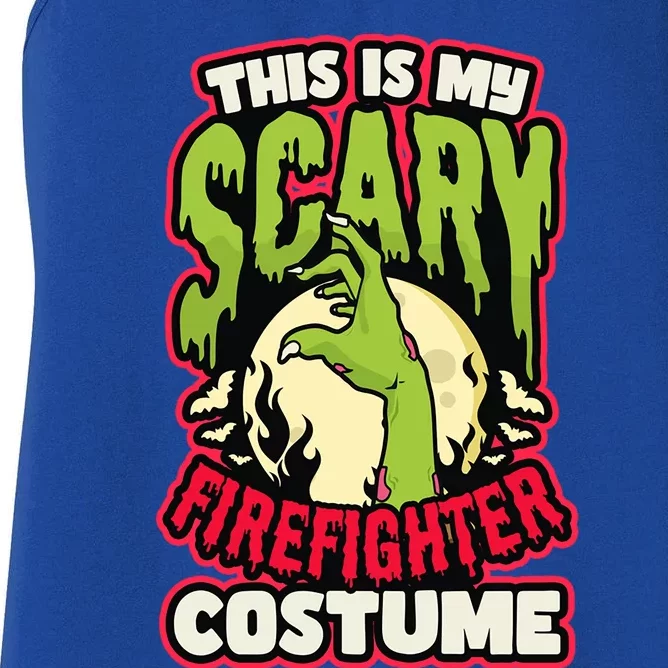 Scary Firefighter Costume Design Halloween Firefighter Funny Gift Women's Racerback Tank