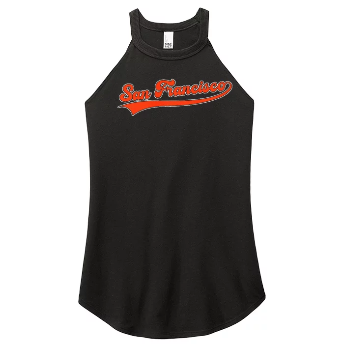 San Francisco California Retro Vintage Throwback Design Premium Women’s Perfect Tri Rocker Tank