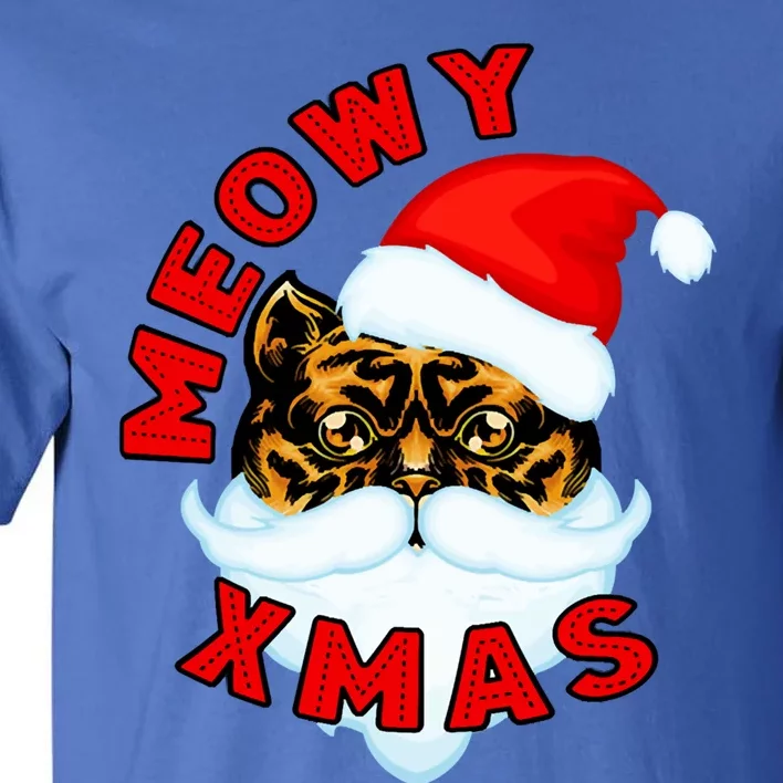 Santa Funny Cat Meowy Xmas Meowy Catmas Gift Tall T-Shirt