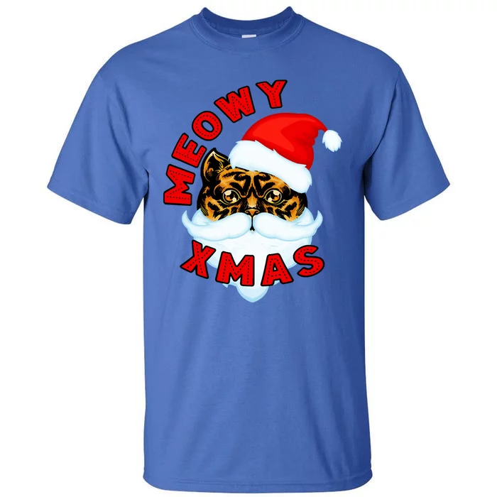 Santa Funny Cat Meowy Xmas Meowy Catmas Gift Tall T-Shirt