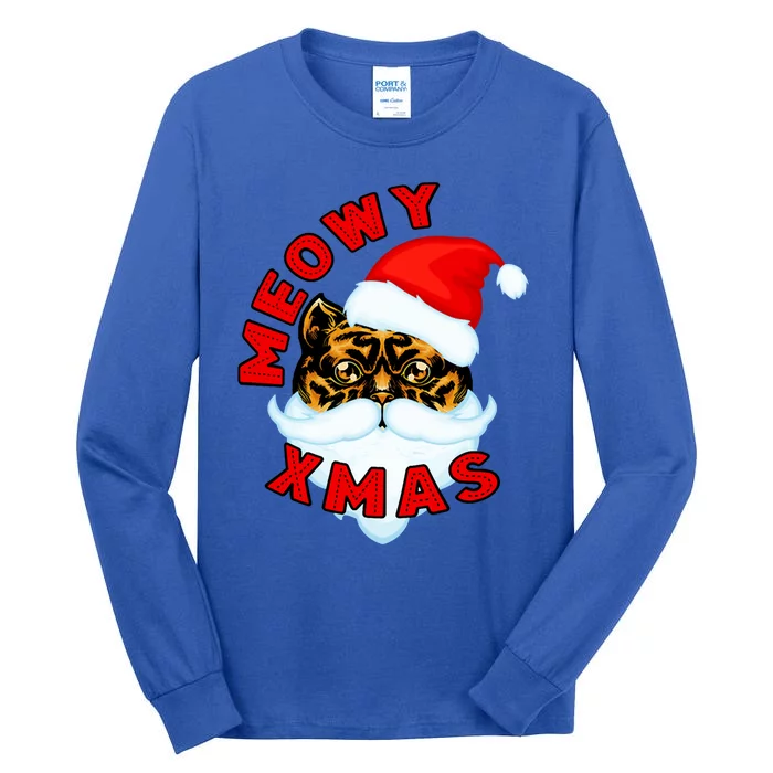 Santa Funny Cat Meowy Xmas Meowy Catmas Gift Tall Long Sleeve T-Shirt