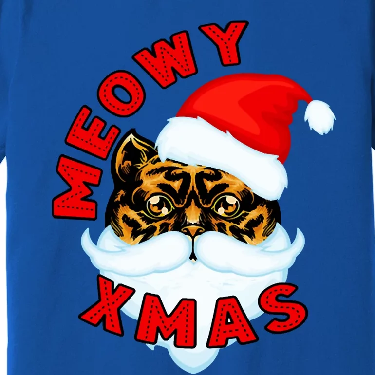 Santa Funny Cat Meowy Xmas Meowy Catmas Gift Premium T-Shirt