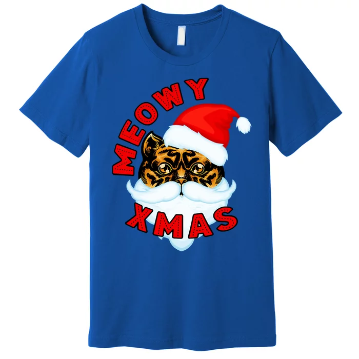 Santa Funny Cat Meowy Xmas Meowy Catmas Gift Premium T-Shirt