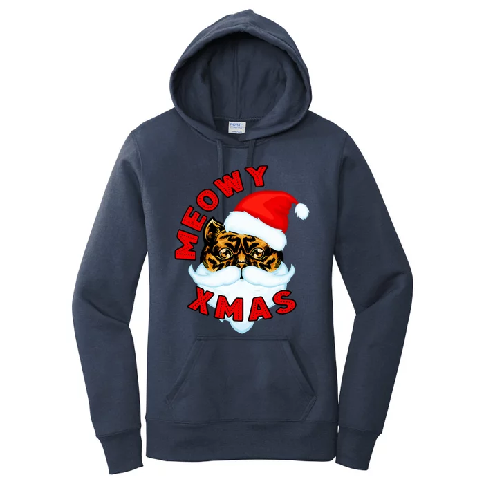 Santa Funny Cat Meowy Xmas Meowy Catmas Gift Women's Pullover Hoodie