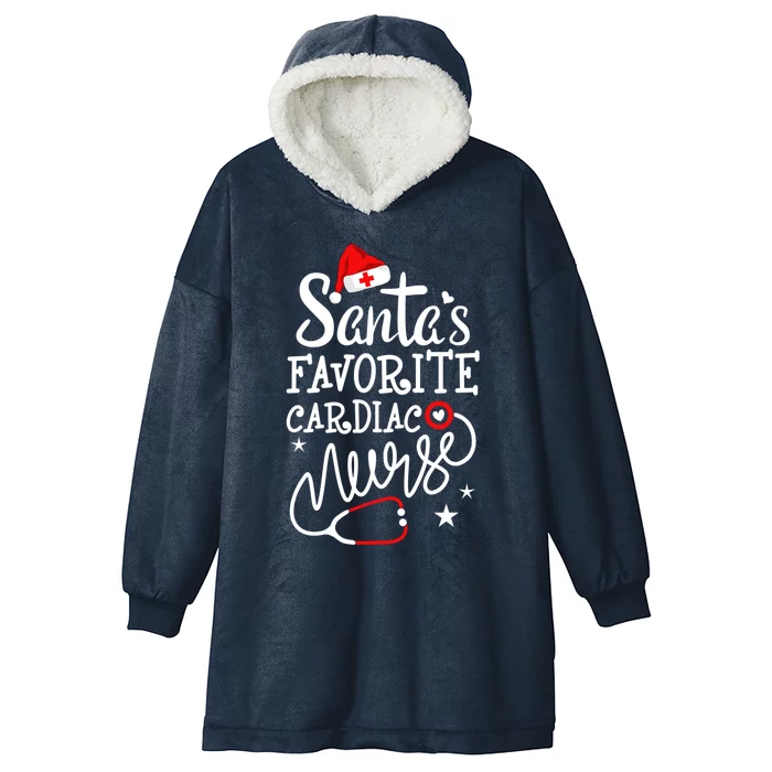 Santa's Favorite Cardiac Nurse Rn Merry Christmas Nurse Crew Gift Hooded Wearable Blanket