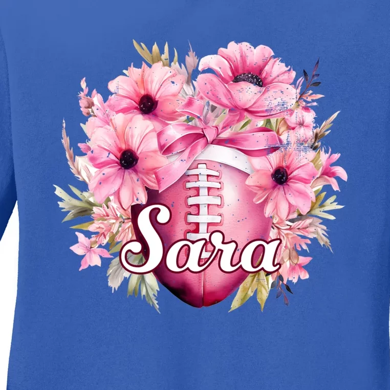 Sara Football Custom Name Gift Ladies Long Sleeve Shirt