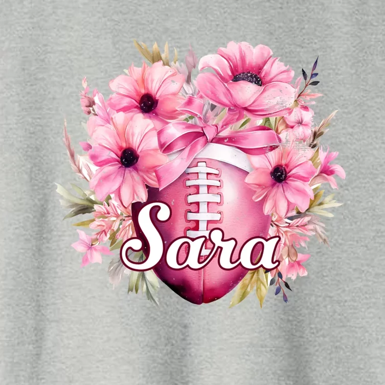 Sara Football Custom Name Gift Women's Crop Top Tee